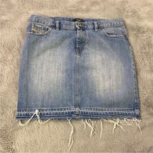 Diesel Blue Frayed Hem Pencil Skirt, Size 28
